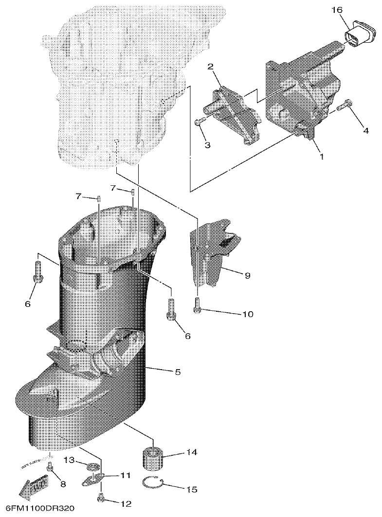 Yamaha F25G UPPER CASING parts diagram